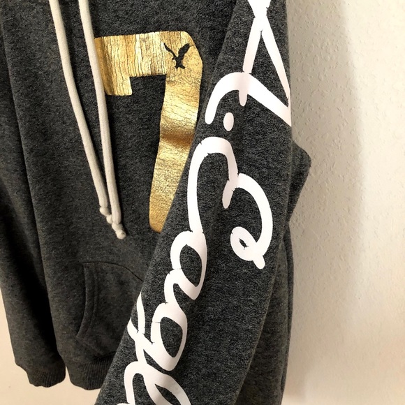American Eagle Outfitters Logo Gray Hoodie Size S - Picture 4 of 6